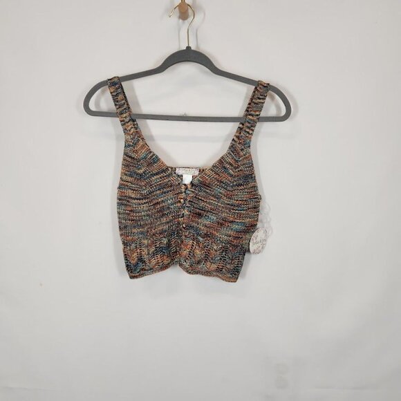 NWT Jolie & Joy Lace Up Crochet Tank Top - Rust Size Large - Picture 2 of 7